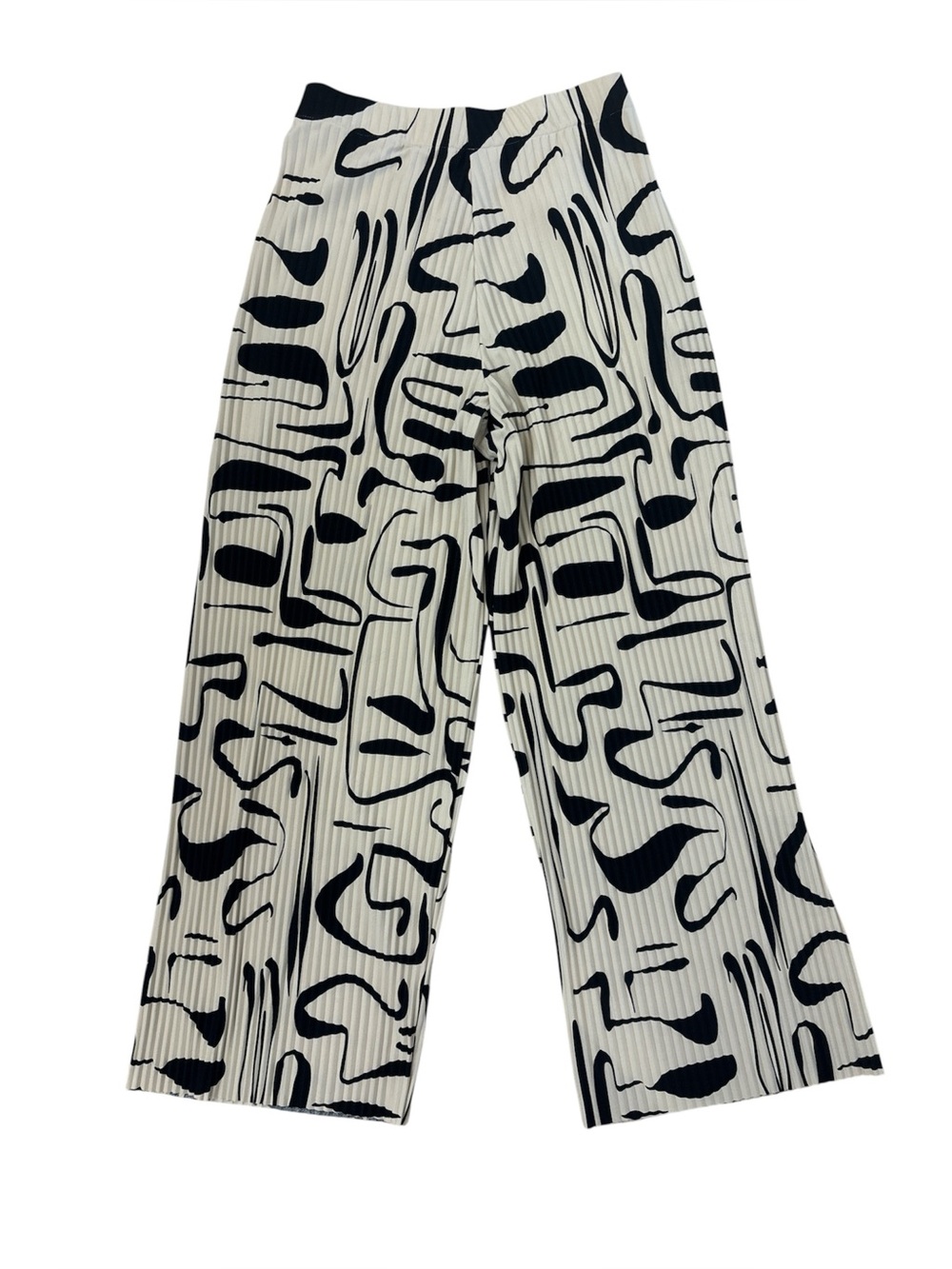 COS Pleated Elasticated Trousers black and beige abstract graphic print size S - Picture 4 of 7